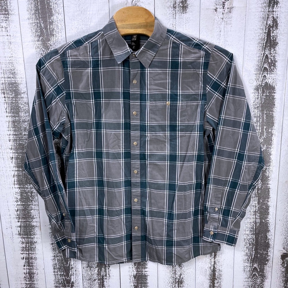 Mountain Hardwear Button Down Shirt Men's XL Plaid Long Sleeve Grey